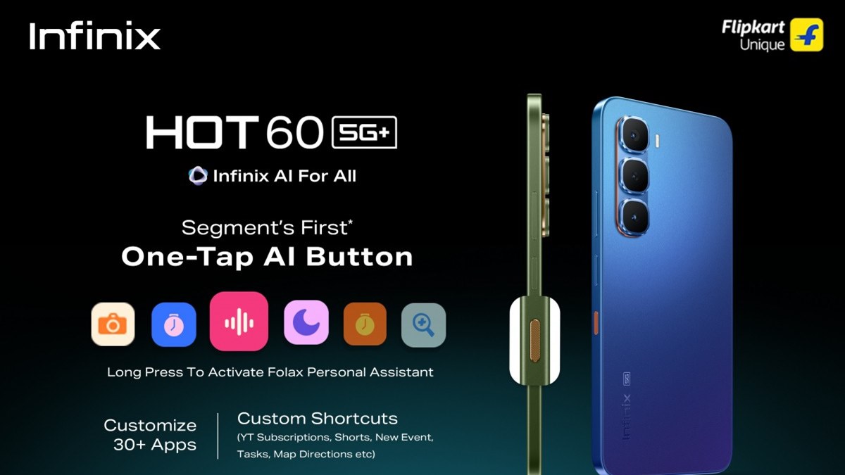 از گوشی Infinix Hot 60 5G+ با دکمه هوش مصنوعی هوشمند رونمایی خواهد شد