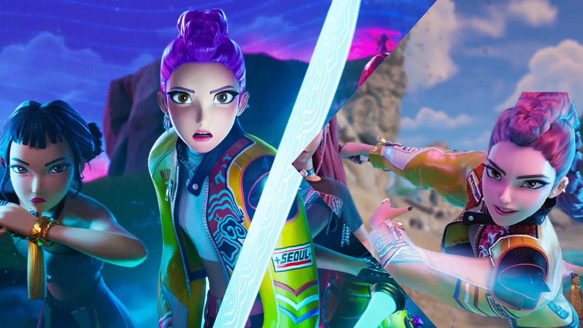 ویدیو: مبارزه گروه هانتریکس از Kpop Demon Hunters با شیاطین در بازی فورتنایت