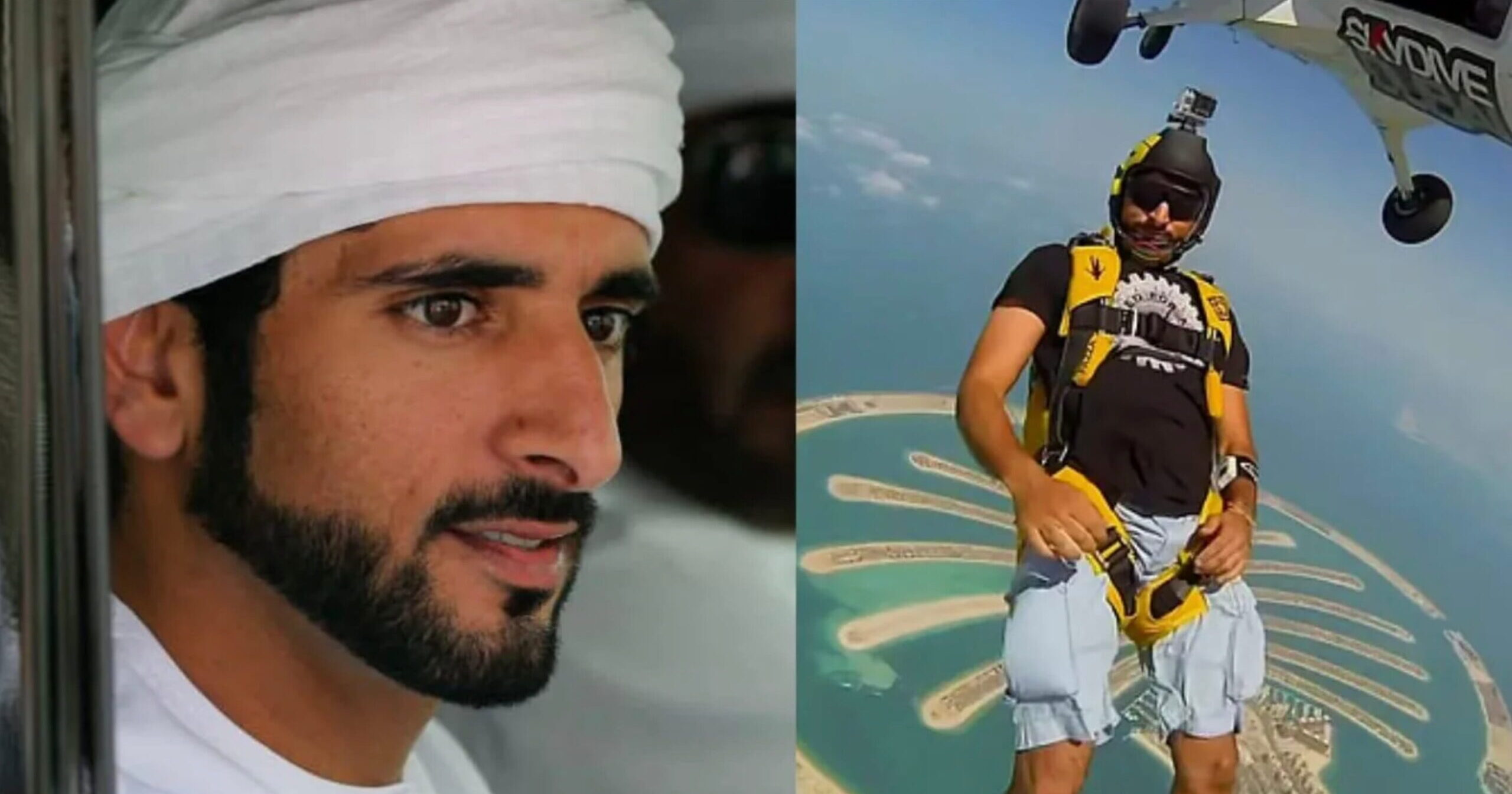 تماشا کنید: چتربازی حرفه‌ای شاهزاده دبی در فضای مجازی طوفان به پاد کرد